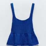 ZARA NWT RUFFLED KNIT TOP BLUE CROP MEDIUM Photo 4
