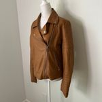 7 For All Mankind brown faux leather moto jacket size M Photo 3