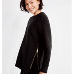 Varley Black Textured Knit Sweatshirt Gold Zipper Detail Athleisure Everyday Photo 1