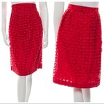 Zac Posen  red pleaded eyelet knee length skirt Photo 1