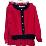 Vintage Andrea Gayle Two Piece Red & Black Dotted Skirt Set Size 16 Photo 0