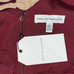 Dress the Population Gracelyn Blouson Jersey Maxi Gown Thigh High Slit Burgundy Photo 12