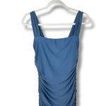 Lulus NWOT Amazing Presence Slate Blue Mesh Ruched Column Maxi Dress Small Photo 5