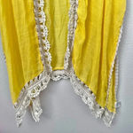 Free People  | Yellow Cream Sundial Gauze Crochet Kimono Wrap Topper | One Size Photo 4