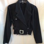 Rampage Gray Vintage Cropped Belted Motorcycle Moto Jacket M Photo 2