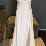 Women’s White Wedding Dress Leg Slit Silver Beading Corset Back Size 6 NWOT White Photo 0