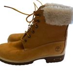 Timberland  Leather Glitter Fur Tan Brown Boots Size 8 Women's Lace Up Casual Photo 5