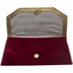Cole Haan Masquerade Envelope Clutch Velvet Leather Red Gold Photo 5