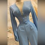 Nwt two piece wide leg pants and long sleeve matching top size M Blue Size M Photo 1