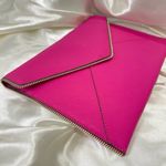Rebecca Minkoff  Envelope Clutch Bag Hot Pink Leather Cocktail Party Barbie Chic Photo 10