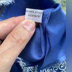 Vintage Prisu Italian blue white paisley long neck hair scarf Multiple Photo 8