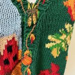 EAGLE'S EYE Vintage Hand Knit Sweater Harvest Pumpkins Fall RARE 1994 Size Med‎ Green Photo 7