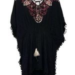 Francesca's Women's Francesca’s Black w/ Pink Embroidery Boho Cover Up Swimsuit Size Large Photo 0