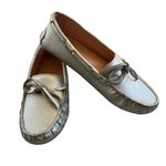 J.Crew  Driving moccasins in leather metallic silver sz 6.5 Photo 1