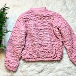 Bubblegum Leather Pink Textured Leather Jacket Photo 4
