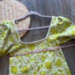 ZARA  yellow floral puff sleeve mini dress‎ square neck Photo 4