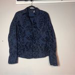 Harvé Benard Harve Benard Button Up Shirt Navy Blue Black Velvet Cotton Womens Size Large Photo 2