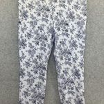 Mario Serrani  Italy Women's White Floral Pants Size 12 Faux Front Pockets Photo 0