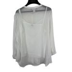 Liz Claiborne 3/4 Sleeve White Shimmer Pleated Sheer 2 Piece Top L NWT Photo 3