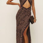Reformation NEW Annalisa Leopard Print Cutout Midi Dress CAYO, Size 4 Photo 0