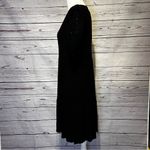 Ava James  Black Midi Dress Size Medium | Short Puff Sleeve Eyelet Detail Photo 2