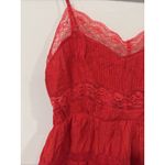 Free People  Selia Slip Racing Red V Neck Tiered Lace Straps Size Small 2465 Photo 4