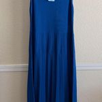 Blue Midi Dress Large Knit Pleated Women’s Casual Layered Work Office Chic NWT Photo 0