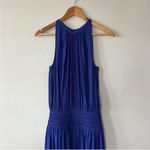 Ramy Brook  Royal Blue Sleeveless Audrey Midi Dress Small Smocked Waisted Photo 3
