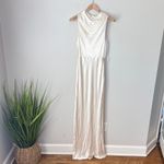 Shona joy NWT La Lune High Neck Bias Maxi Dress Cream Size 8 Sleeveless Formal Photo 3