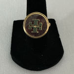 Tory Burch  Gold Logo Stone Ring New With Tags Photo 0