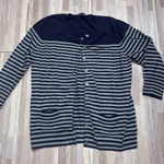 Gap  Women's Navy Blue and Gray Striped Lightweight Cardigan, Size Large Photo 0