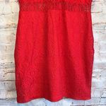 Lulu's short sleeve lace overlay dress XL mock neck eyelash lace back zipper RED Photo 3