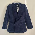 Commense navy Velvet Elegant Shift Button Blazer Small Blue Photo 3