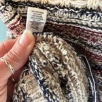 Cato Open Front Cardigan Sweater Loose Knit Fringe Neutral Beige Navy 22/24 W Photo 7