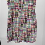LL Bean Madras Plaid Dress 8 Cotton Patchwork Preppy Lined V Neck sleeveless Red Photo 3