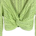 Forever 21 Twist Front Knit Sweater Womens S Green Cropped Boho Festival Retro Photo 3