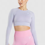 Gymshark  Light Purple Vital Seamless Long Sleeve Crop Top Small Photo 0