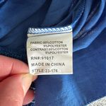 Solitaire  Cobalt Blue Embroidered Cotton Flare Sleeve Cropped Blouse Size Large Photo 6