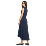 Modern Citizen Women’s Lenox Side-Ruched Navy Blue Knit Midi Dress Photo 1