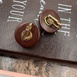 Handmade Vintage 1970s Resin Rose Clip On Earrings Brown Photo 3