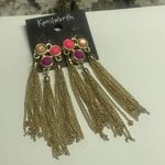 NWT Kenilworth Pierced Dangle Earrings Chain / Pink / Gold Tone Photo 1
