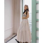 Free People Dainty Coquette Cottage Bluebell Solid Maxi Dress Sand Neutral Small Photo 2