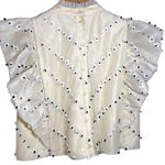 Ganni  NEW Rare Rosenfeld Floral Beaded Ruffle Sleeveless Crop Top Cream 34 Photo 4