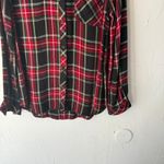 BeachLunchLounge Red Plaid Button Down Shirt Top Long Sleeve Medium Cabin Fall Photo 2