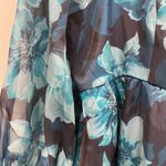 Thirty/Thirty LA size XL blue floral organza babydoll puff sleeve dress $78 Photo 1