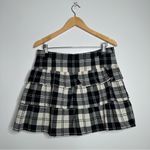 Theory NEW! Onella Black Cream Plaid Wool Blend Mini Skirt Size 10 Photo 4