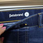 Betabrand 4-Pocket Jeans Sz Large Yoga Denim Pull on Pants Dark Wash Straight Photo 2