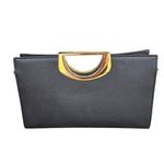 Charming Charlie C High Quality Leather Clutch Shoulder Evening Bag Gold Accents Heavy Party Photo 9