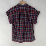 Trovata Birds Of Paradis Marianne Soft Cotton Plaid Ruffle Sleeve Button Up Top Red Size XS Photo 8