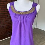 basic editions Y2K Purple Tank With Beaded Neckline Photo 3